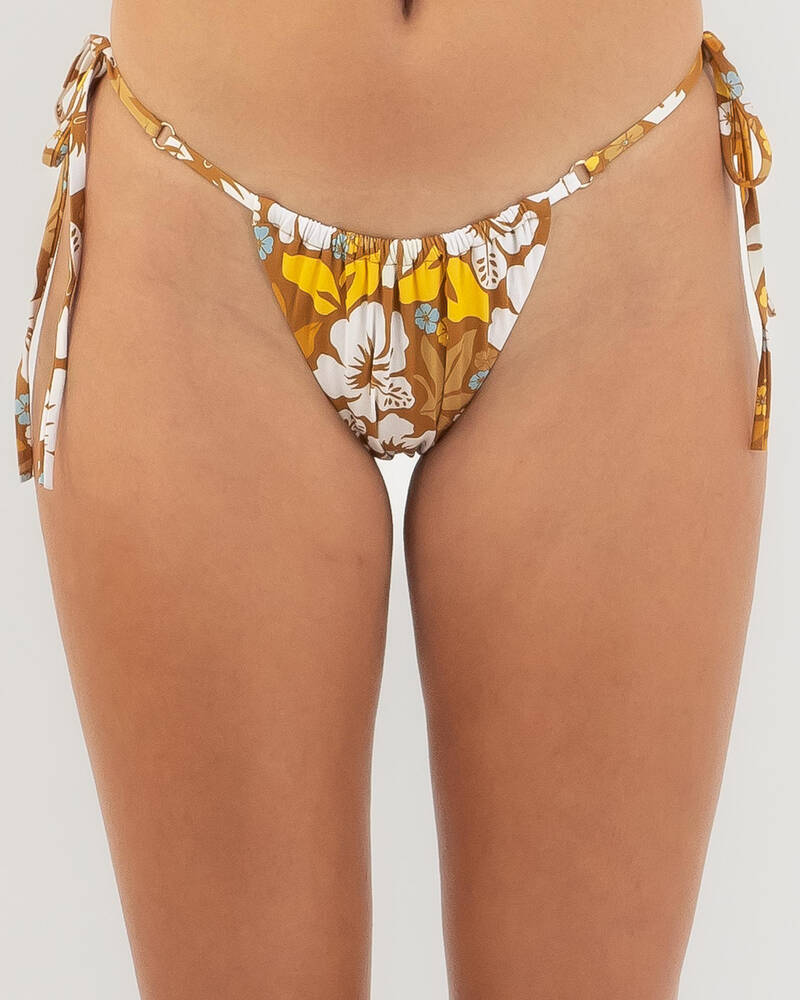 Rhythm Pacific Floral Gather Tie Side Itsy Bikini Bottom for Womens