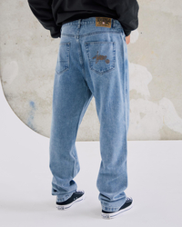 S-Double Embroided Denim Standard Jeans for Mens image number null