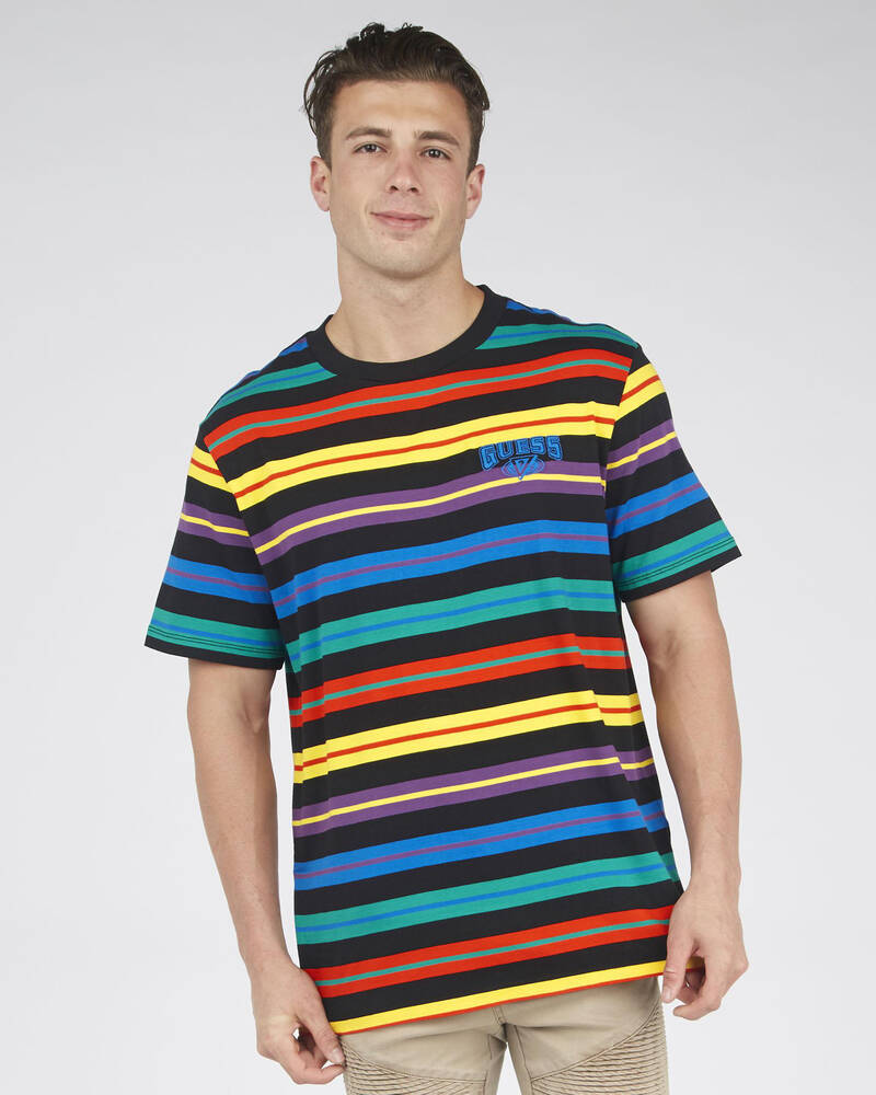 GUESS Jeans Balvin Horizontal Stripes T-Shirt for Mens