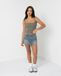 Mooloola Basic Square Neck Rib Tank Top for Womens image number null