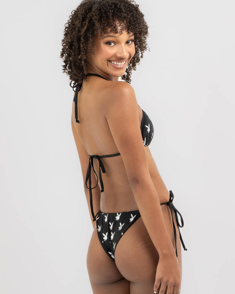 Playboy Bunny Metallic Sliding Triangle Bikini Top for Womens