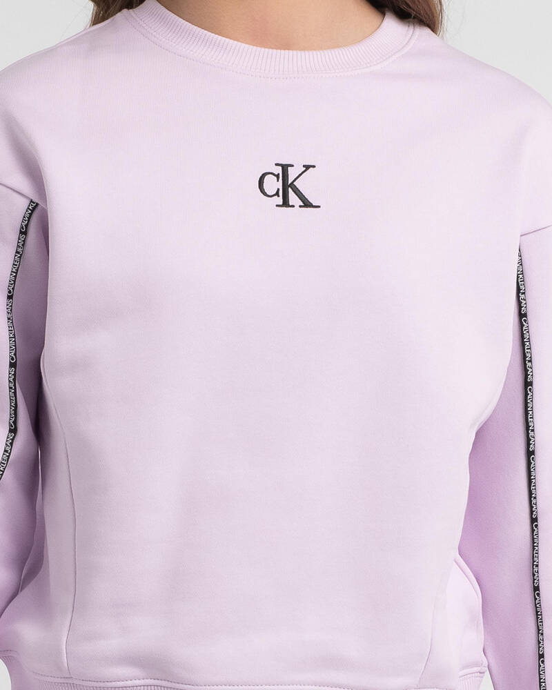 Calvin Klein Girls' Piping Boxy Sweatshirt for Womens