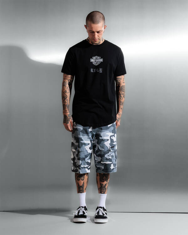 Kiss Chacey Harley-Davidson Carve Duel Curved T-Shirt for Mens