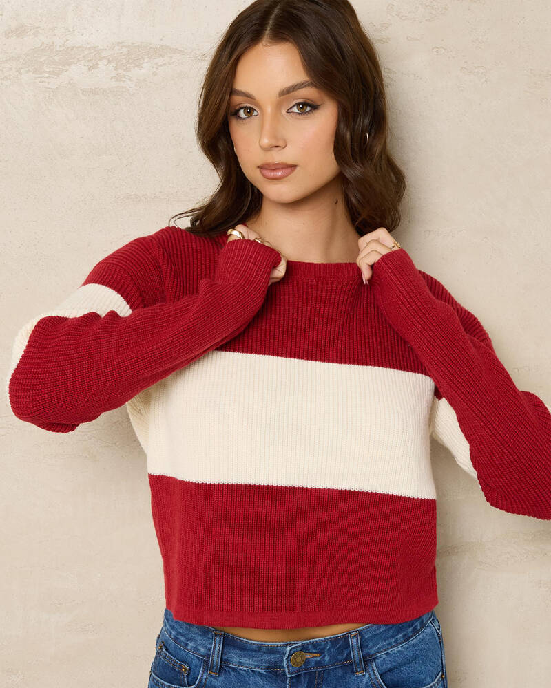 Ava And Ever Argus Stripe Crew Neck Knit Jumper for Womens