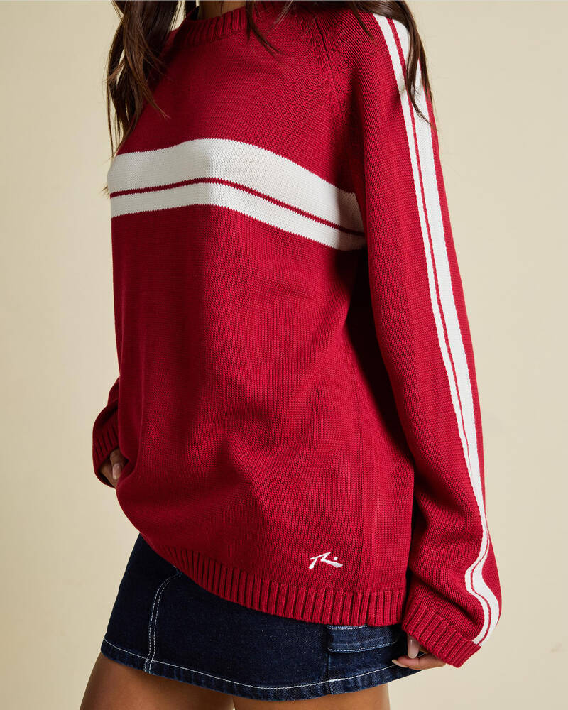 Rusty White Lines Crew Neck Knit Jumper for Womens
