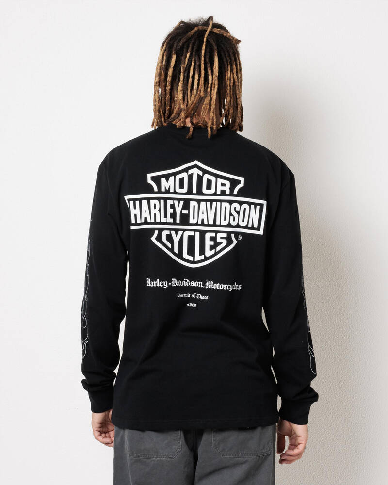 Kiss Chacey Harley-Davidson Flames Long Sleeve T-Shirt for Mens