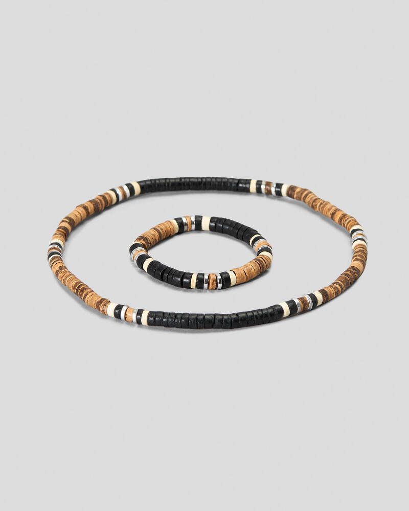 Classics 77 Wooden Necklace Bracelet Combo for Mens