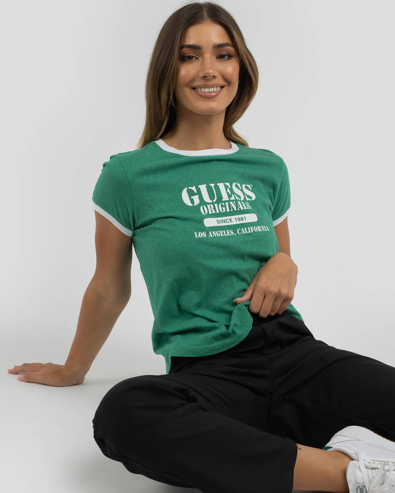 GUESS Heather Ringer T-Shirt for Womens
