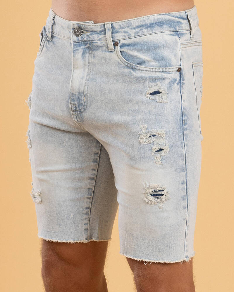 Lucid Torn Denim Walk Shorts for Mens