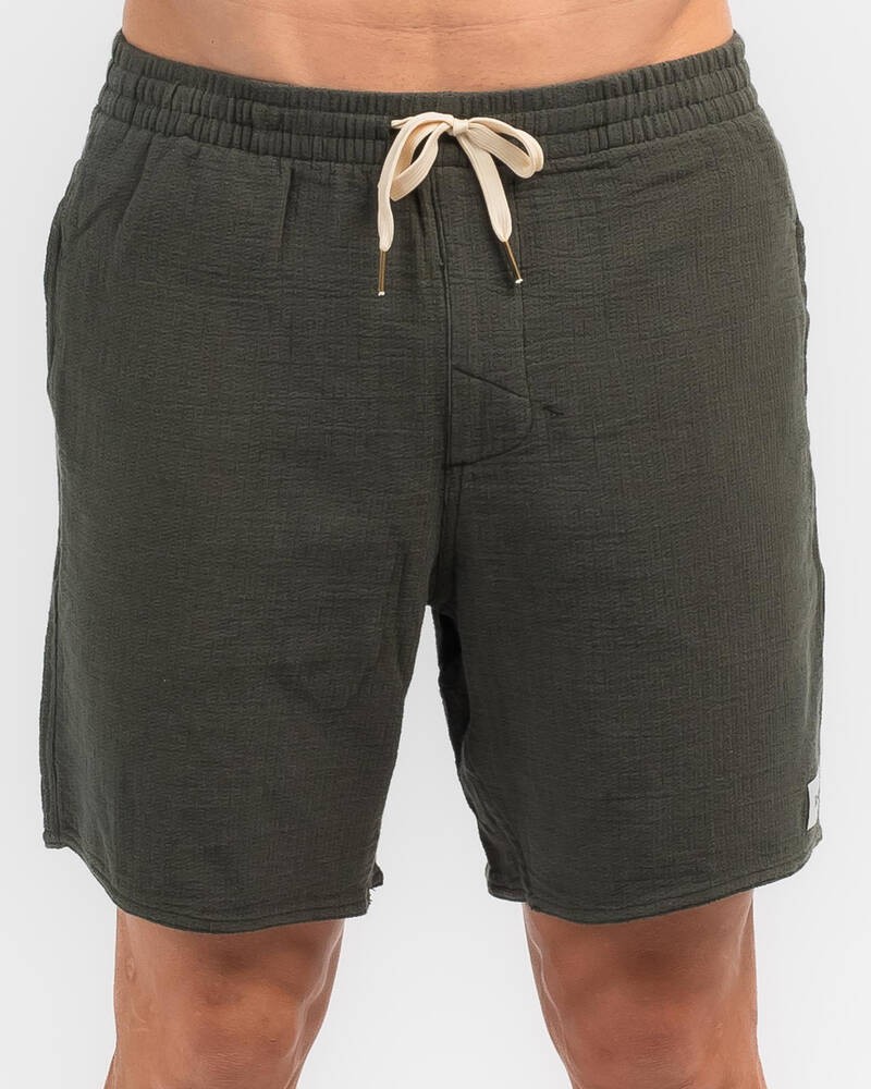 Rhythm Textured Linen Elastic Waist Shorts for Mens