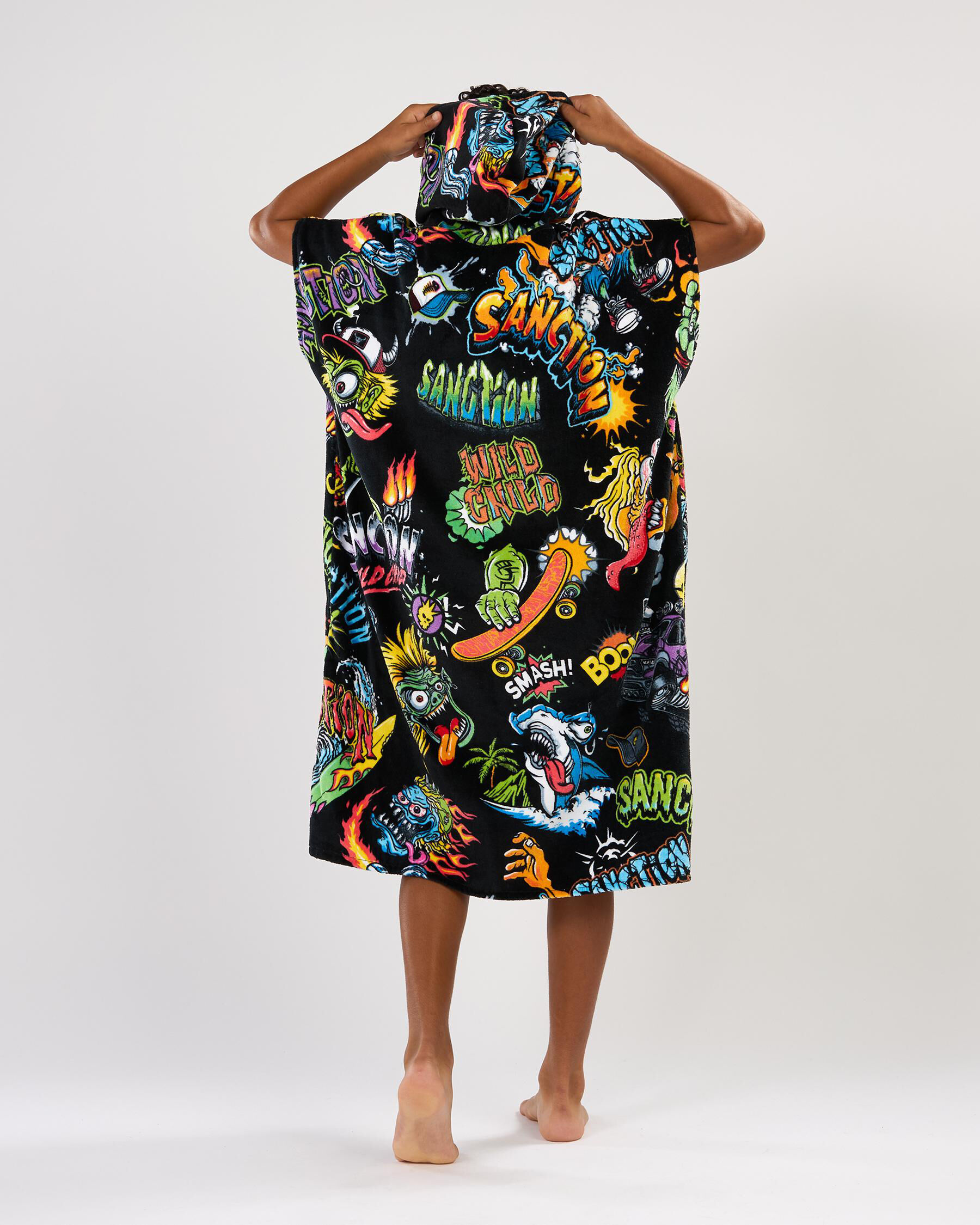 Sanction Boys' Blare Hooded Towel In Black/multi - FREE* Shipping