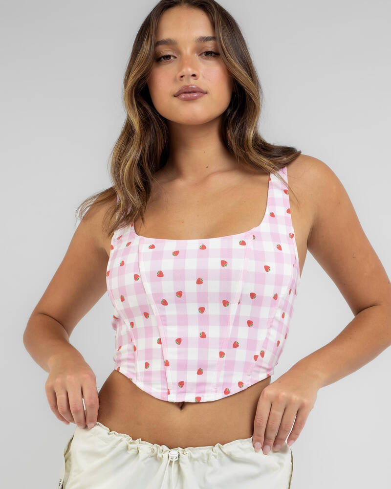 Mooloola Strawberry Patch Corset Top for Womens