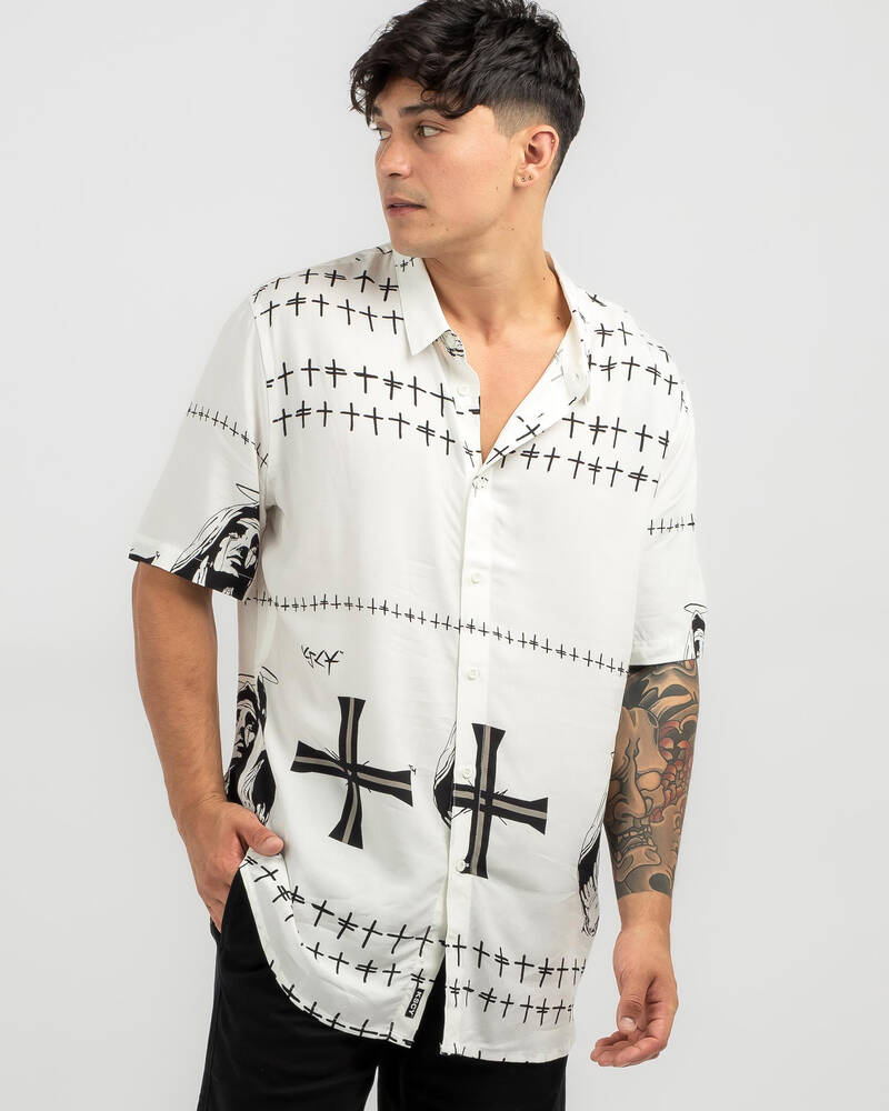 Kiss Chacey Omens Party Short Sleeve Shirt for Mens