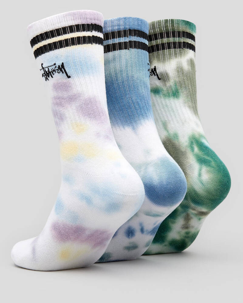 Stussy Mens' Tiedye Stripe Socks 3 Pack for Mens