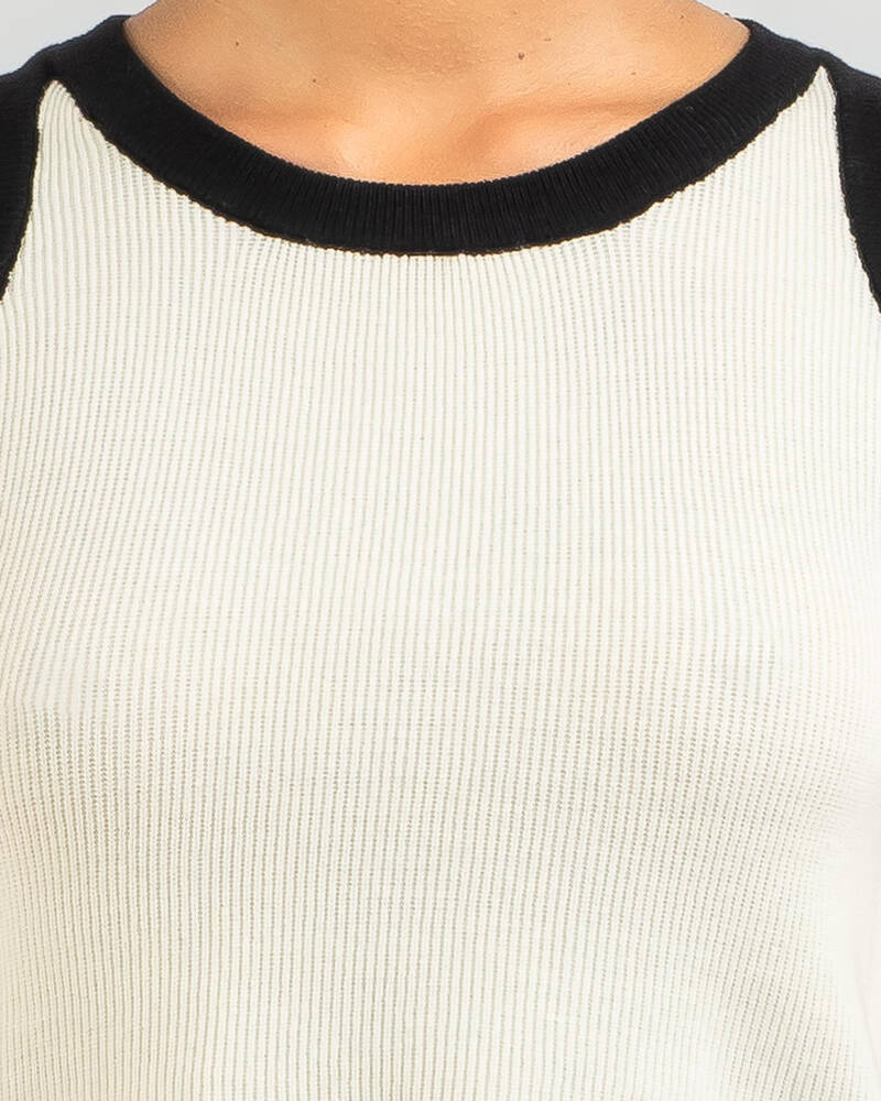 Red Berry Baseball Knit Tank Top for Womens