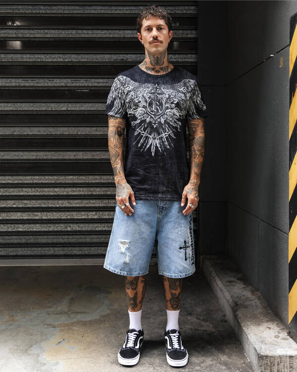 Redemption Salvation Denim Walk Shorts for Mens