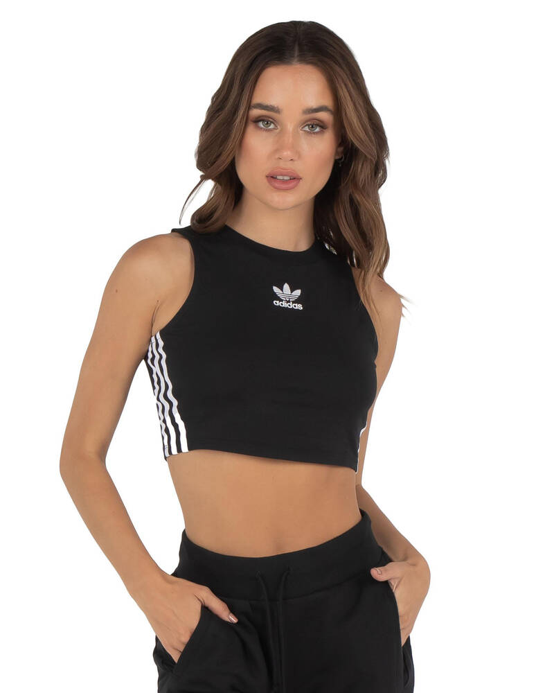 Shop adidas Crop Tank Top In Black/white Fast Shipping & Easy Returns