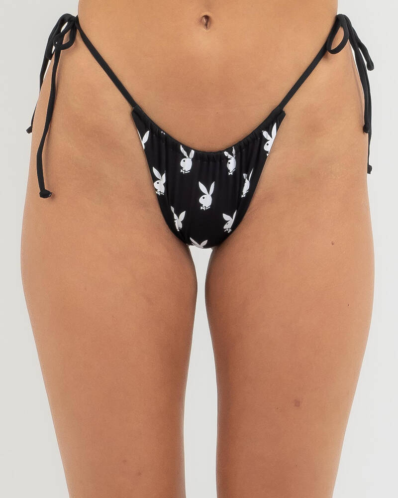 Playboy Bunny Side Tie Reversible Bikini Bottom for Womens