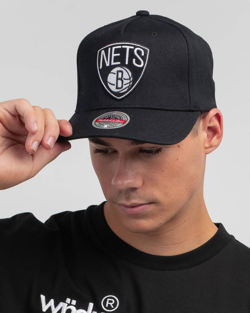 Mitchell & Ness Brooklyn Nets Black & Team Colour Logo Snapback Cap for Mens