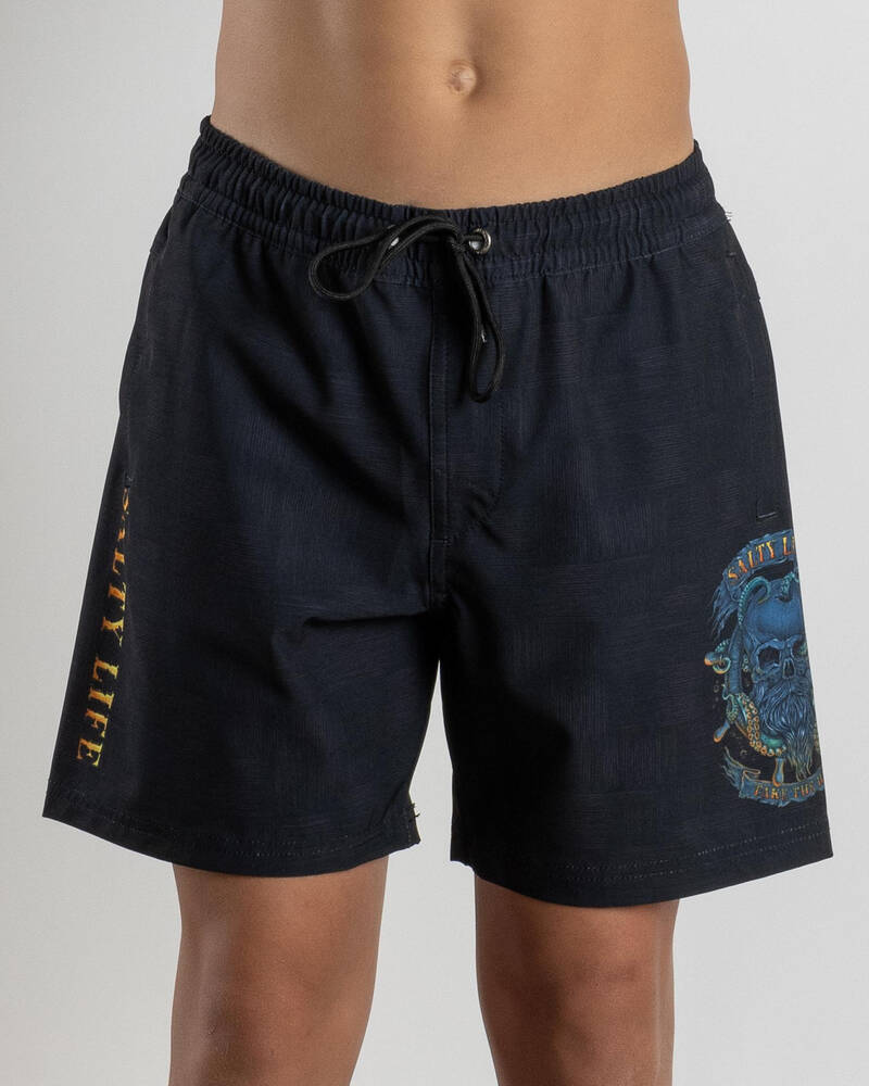 Salty Life Boys' Sea Devil Elastic Waist Shorts for Mens