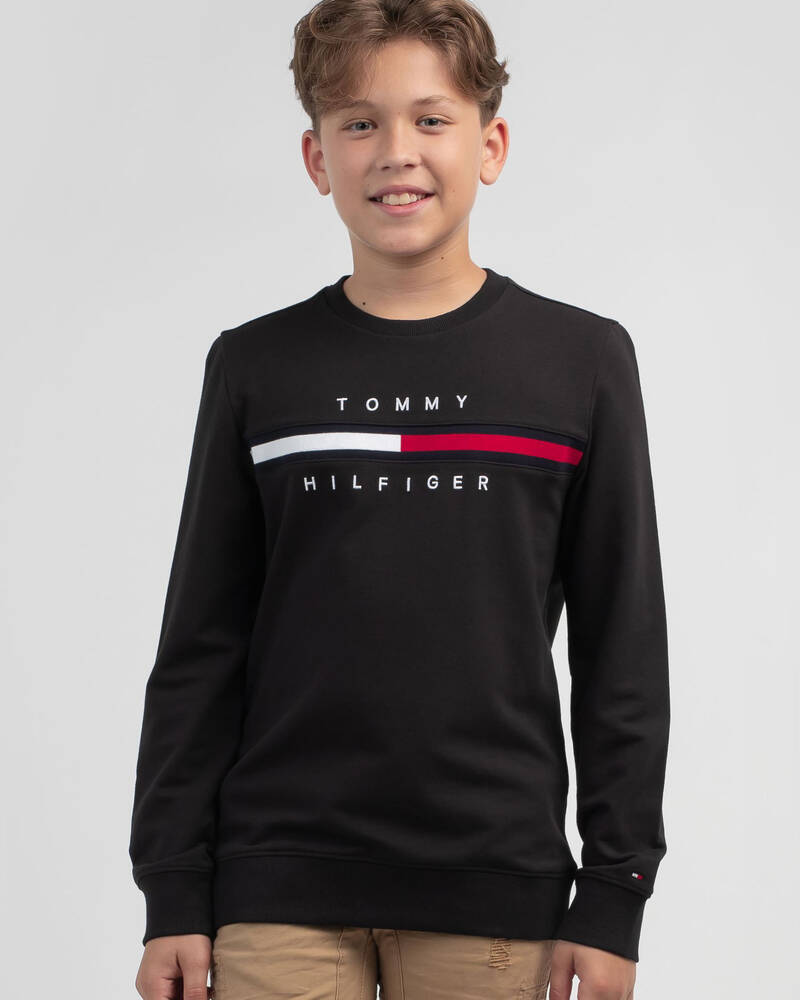 Tommy Hilfiger Boys' Flag Rib Insert Crew Sweatshirt for Mens