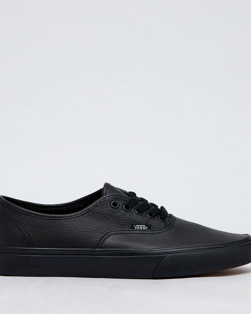 Shop Vans Authentic Leather BTS Shoes In Black/black - Fast Shipping ...