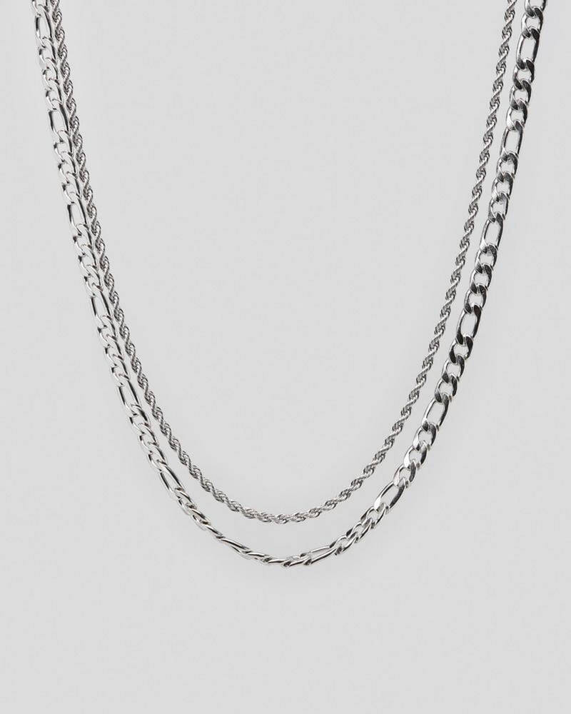 REPUBLIK Silver Combo Chain Necklace for Mens