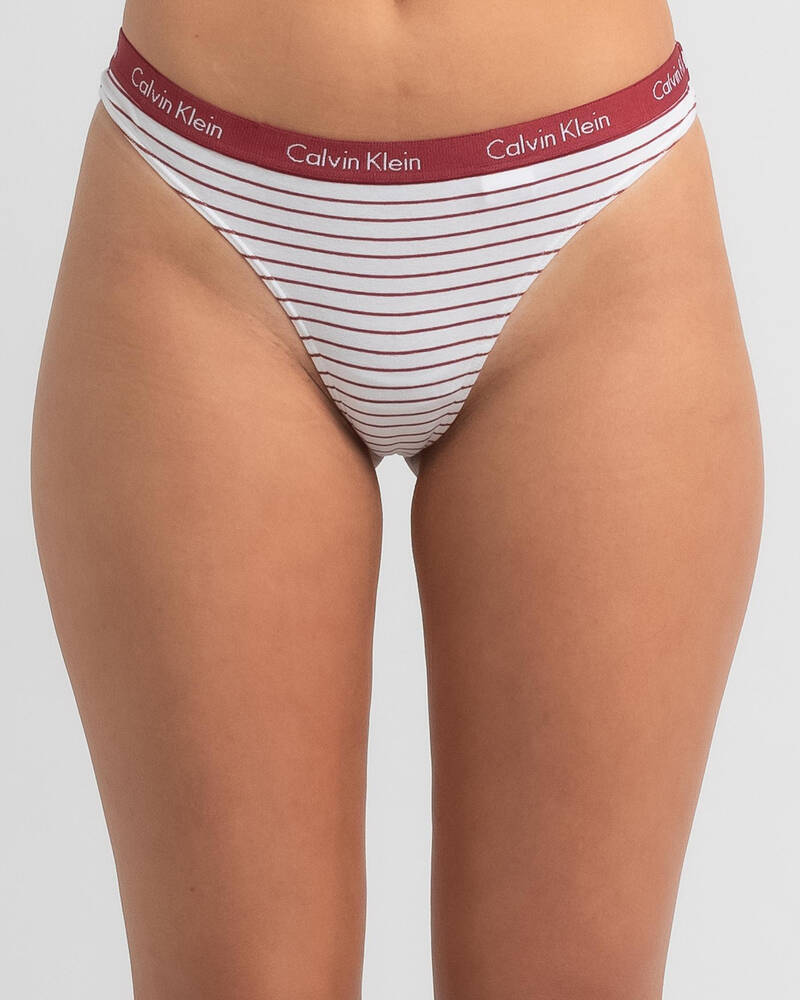 Calvin Klein Carousel Thong In Feeder Stripe Deep Searose - FREE