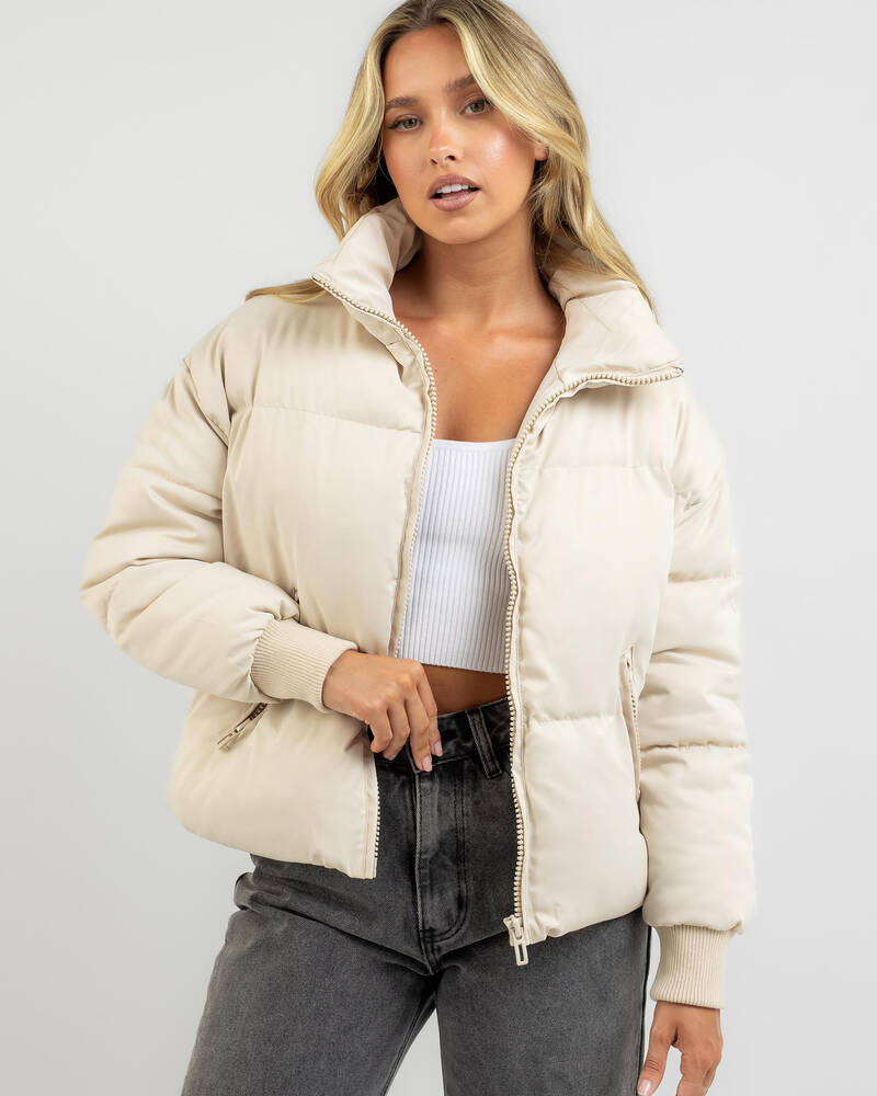 Ava And Ever Academy Puffer Jacket In Alabaster - Fast Shipping & Easy ...
