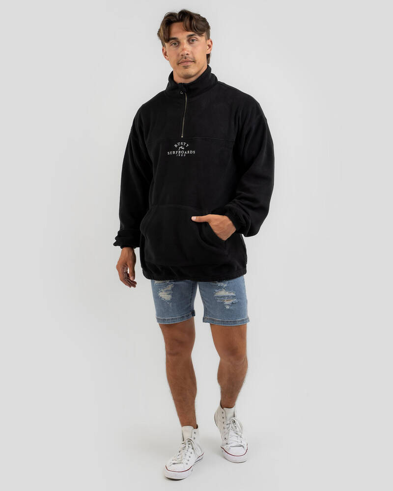 Rusty Middle Section Quarter Zip Polar Fleece Sweatshirt for Mens