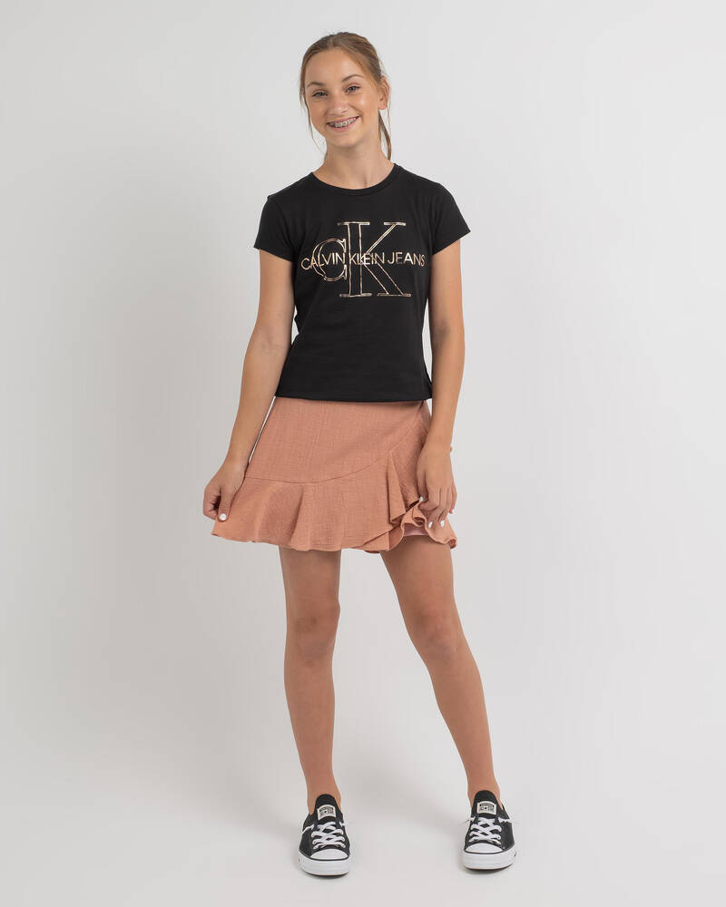 Calvin Klein Girls' Monogram Outline T-Shirt for Womens