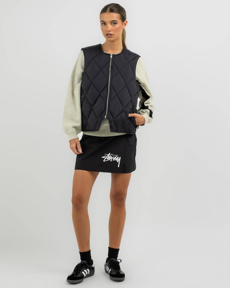 Stussy Stock Logo Reversible Quilted Vest for Womens