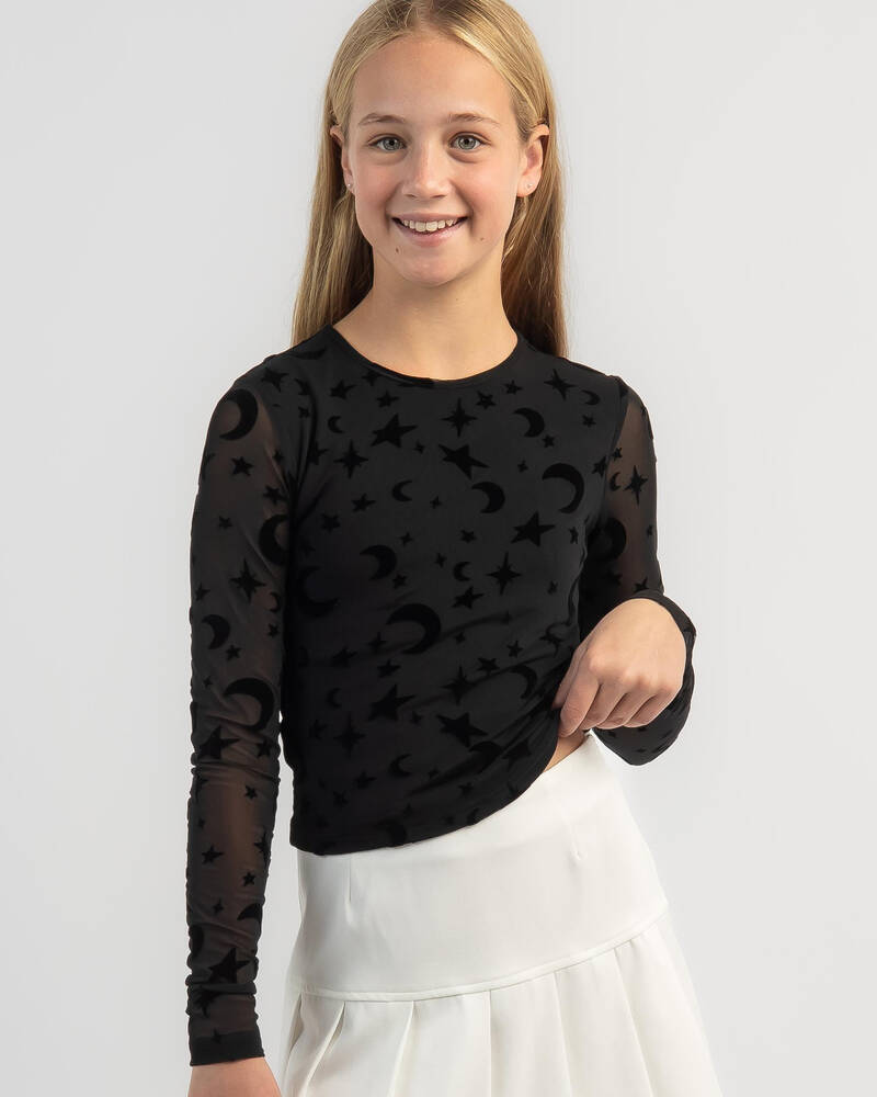 Ava And Ever Girls' Eclipse Mesh Long Sleeve Top for Womens