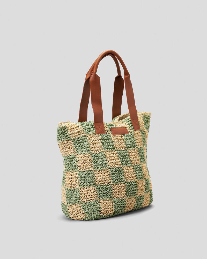 Rusty Checkmate Straw Bag for Womens