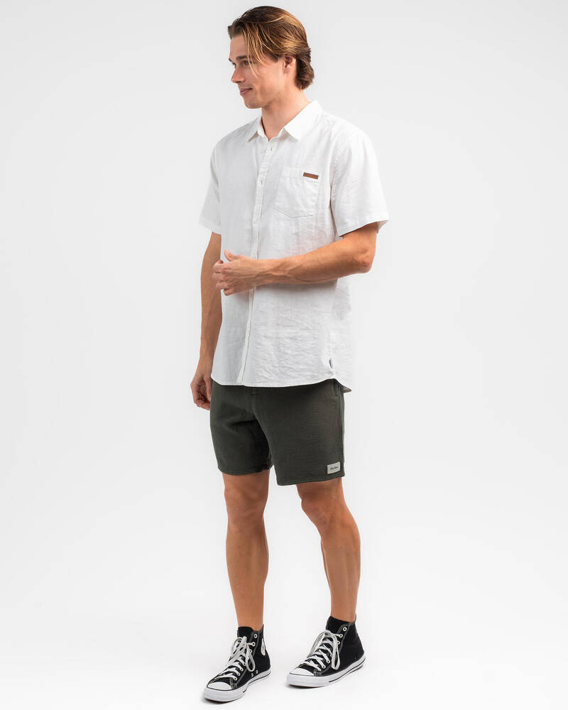 Rhythm Textured Linen Elastic Waist Shorts for Mens