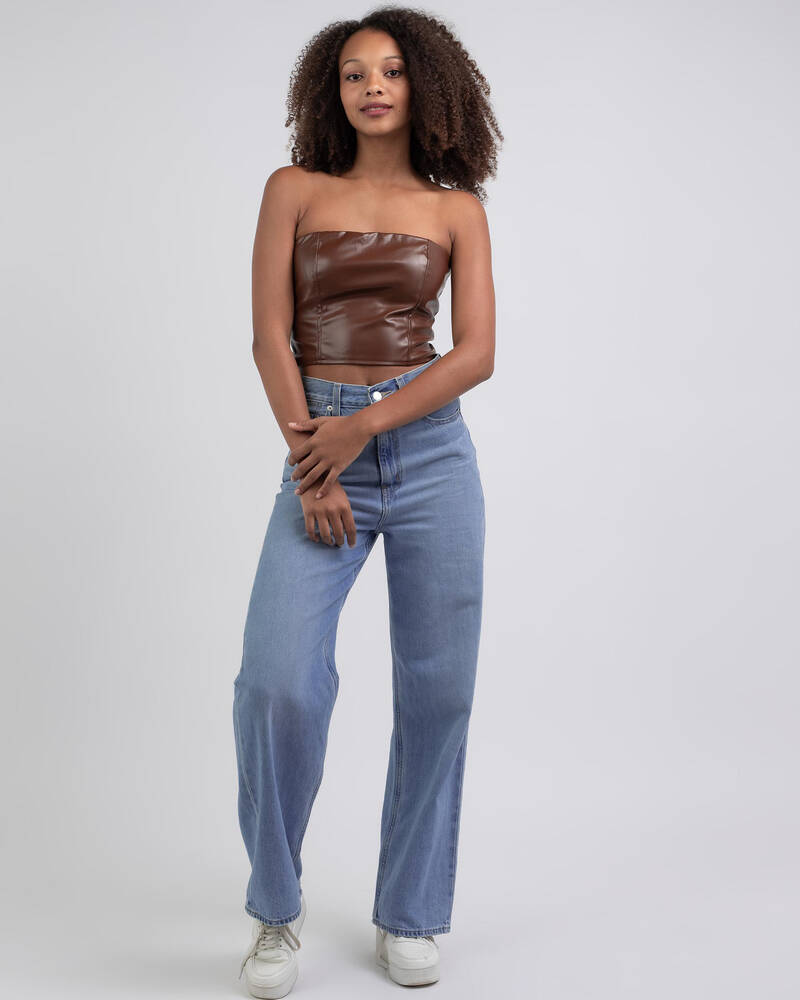Luvalot Fox Vegan Leather Tube Top for Womens