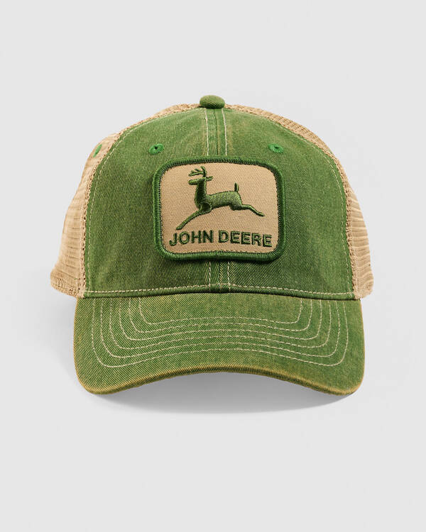 John Deere Stone Wash Trucker Cap for Mens