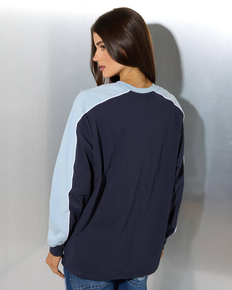 Rusty Fine Line Contrast Long Sleeve T-Shirt for Womens