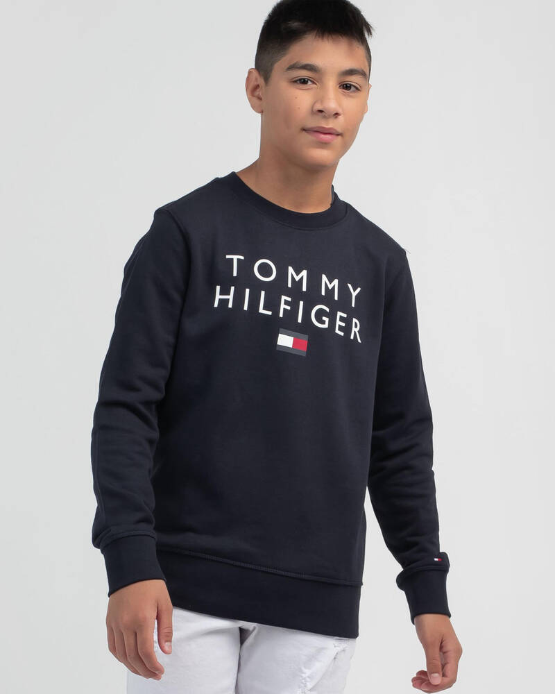 Tommy Hilfiger Boys' Tommy Flag Crew Sweatshirt for Mens