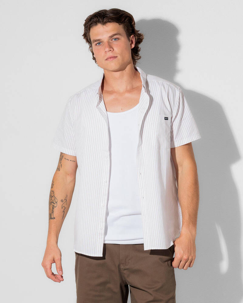 RVCA Pinstripe Short Sleeve Shirt for Mens