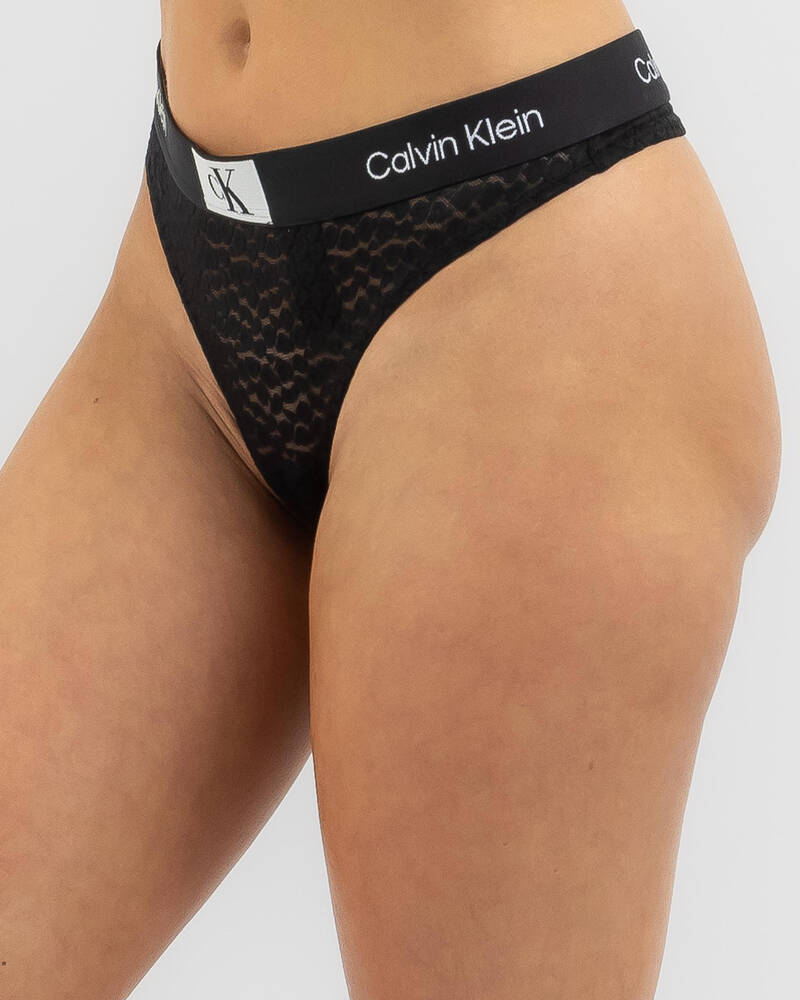 Calvin Klein Geo Lace Modern Thong for Womens