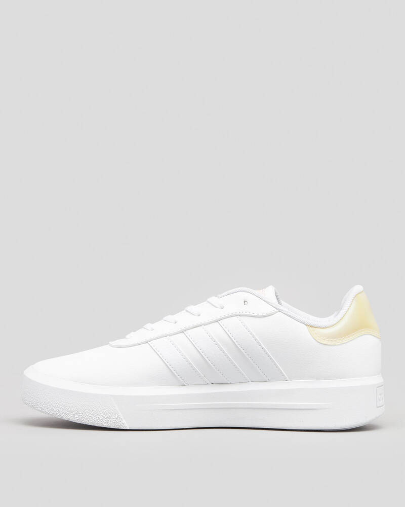 Shop adidas Womens Court Platform Shoes In White/white/almond Pink