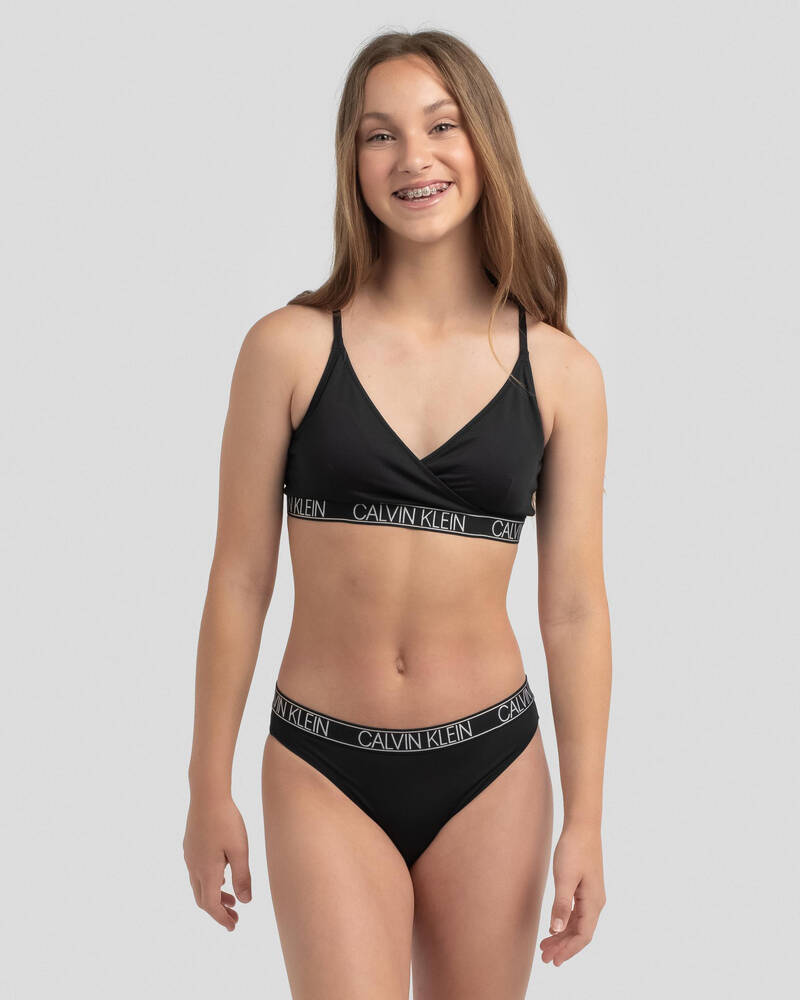 Calvin Klein Girls' Core Logo Tape Triangle Bikini Set for Womens