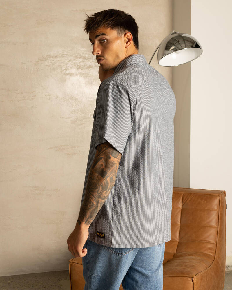 Thrills Union Short Sleeve Stripe Work Shirt for Mens