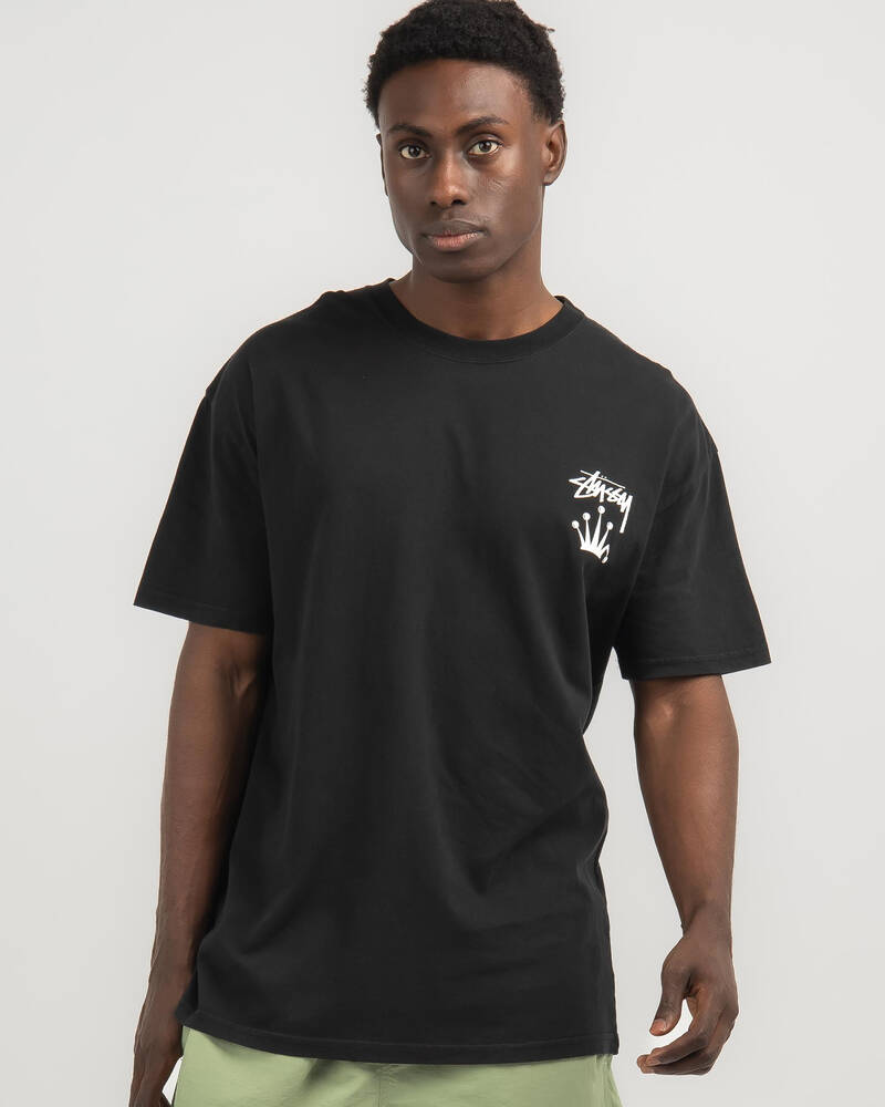 Stussy Stock Crown 50/50 T-Shirt In Pigment Black - Fast Shipping ...