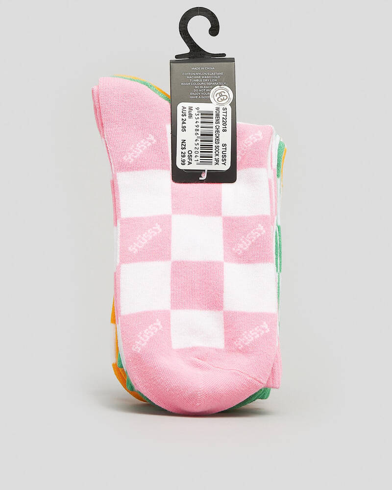 Stussy Womens Checked Sock Pack for Womens