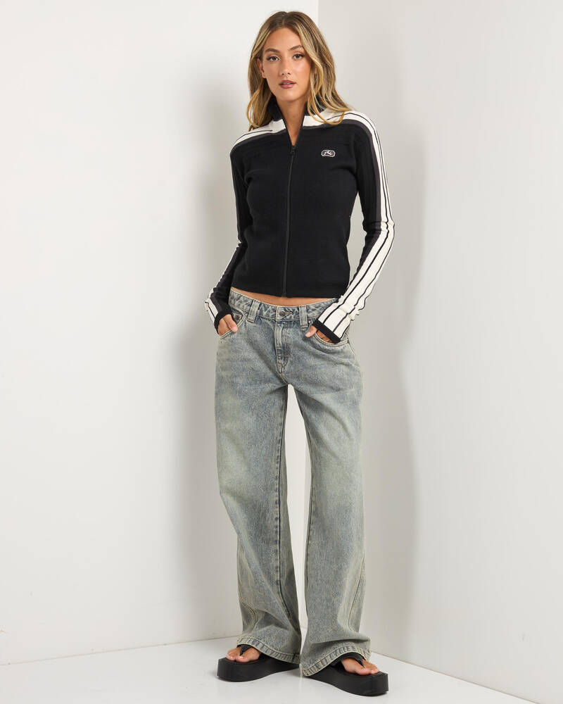 Rusty Daddy CB Zip Through Skimmer Knit Sweater for Womens