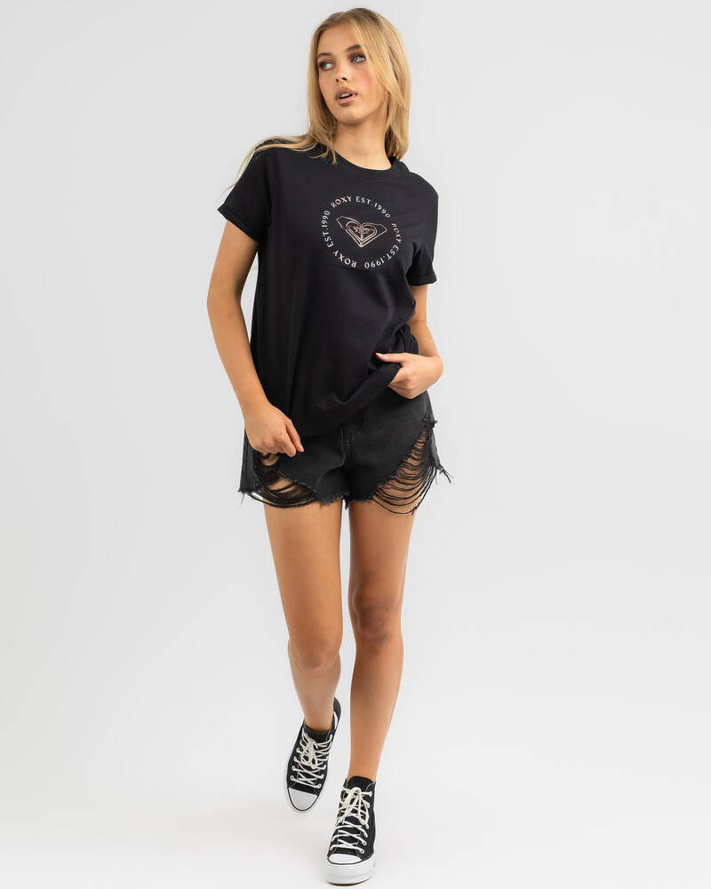Anthracite Noon Roxy Shipping T-Shirt FREE* United In Returns States City Easy - - & Beach Ocean