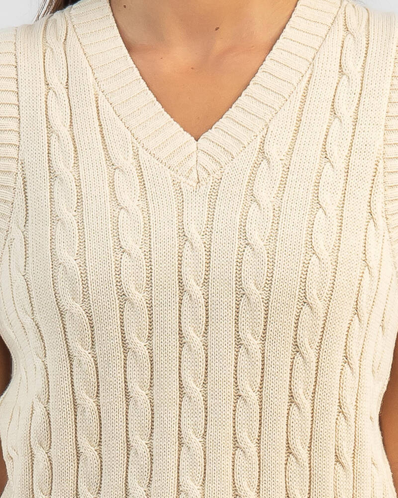 Ava And Ever On Campus Cable Knit Vest for Womens