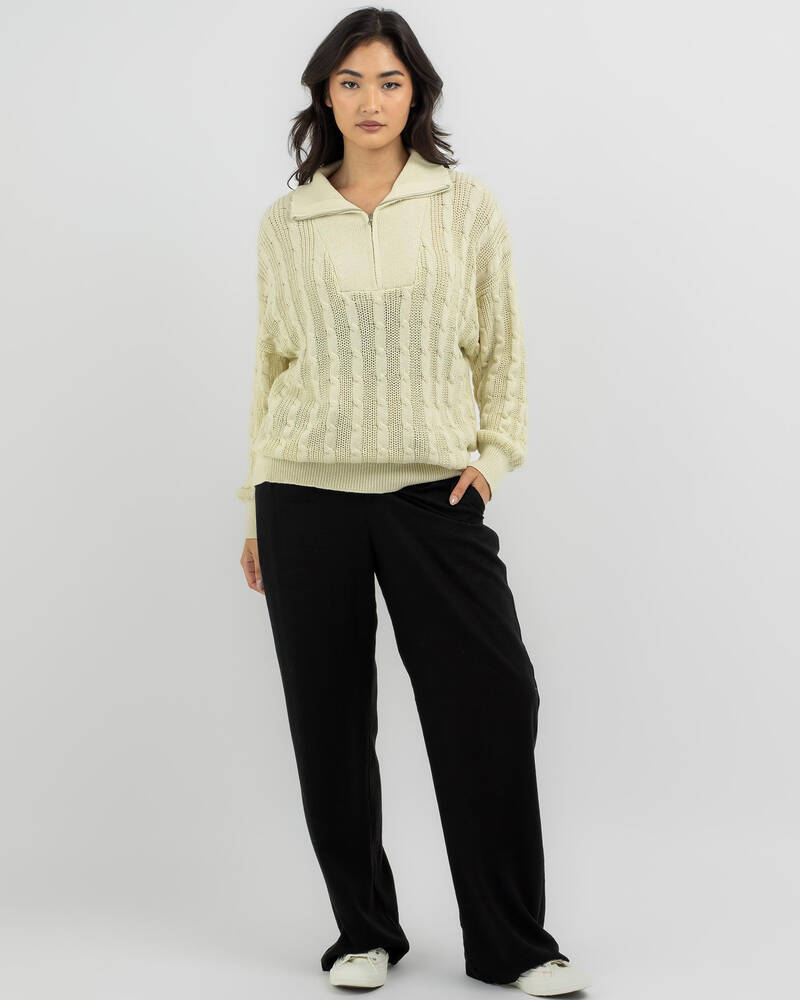 Mooloola Judy Half Zip Collared Cable Knit Jumper for Womens
